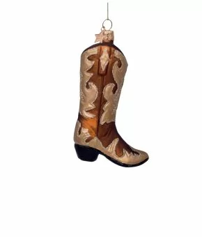 Ornament glass glitter cowboy boot H10.5cm