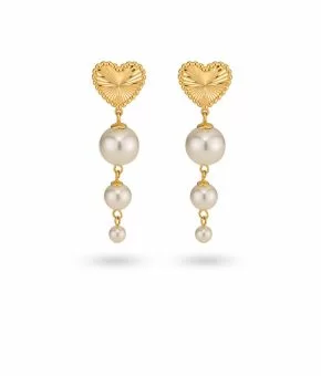 Statement Oorbellen Met Hart En Parels 42428Y