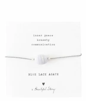 Gemstone Card Blue Lace Agate Silver Plated Bracelet