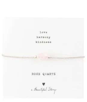 Gemstone Card Rose Quartz Silver Plated Bracelet