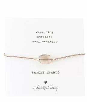 Gemstone Card Smokey Quartz Silver Plated Bracelet