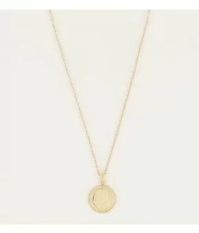 myjewellery-kettinginitialmunt-ketting-goudkleurig-necklace-mj02706-front