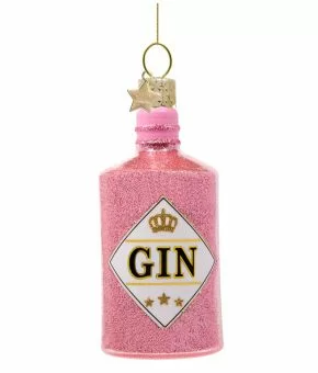 Ornament Glass Pink Gin Bottle 10cm