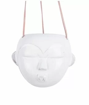 Hanging plant pot Mask round glazed