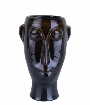 Plant pot Mask long glazed