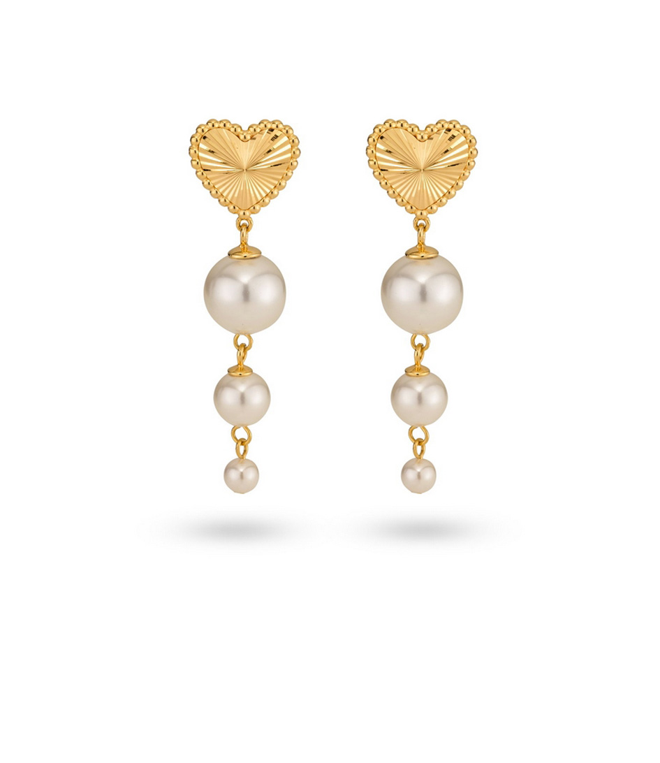 Statement Oorbellen Met Hart En Parels 42428Y