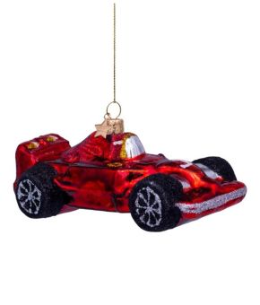 Ornament glass racing car H10cm