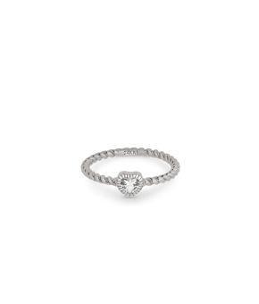 Ring met hart en nano steen 925 Sterling zilver gerhodineerd 12417S