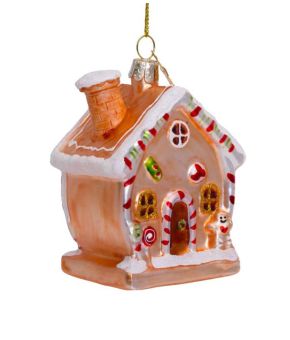 Ornament glass gingerbread house multi H9.5cm