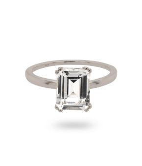 Ring met rechthoekige steen 925 Sterling zilver gerhodineerd 12409S