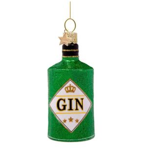 Ornament glass glitter gin bottle H8cm