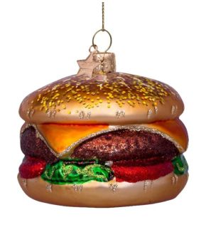 Ornament glass multi color hamburger H6cm