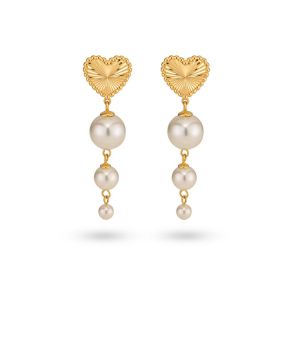 Statement Oorbellen Met Hart En Parels 42428Y