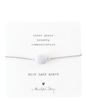 Gemstone Card Blue Lace Agate Silver Plated Bracelet