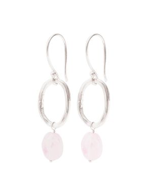 Graceful Rose Quartz Silver Plated Earrings