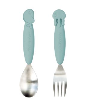 Yummyplus Spoon and Fork Set Sea Friends Bestek