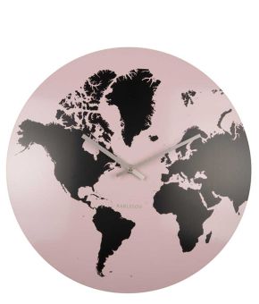 Wall Clock World Map Metal