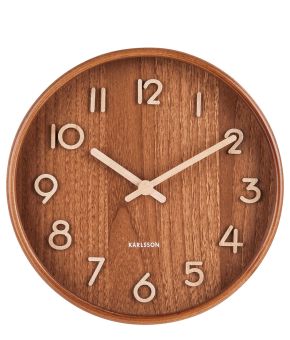 karlsson-wall-clock-pure-small-donkerbruin-front