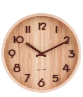karlsson-wall-clock-pure-small-lichtbruin-front