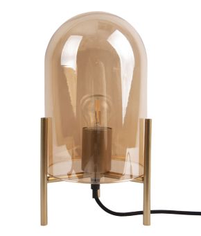 Table lamp Glass Bell amber brown gold frame