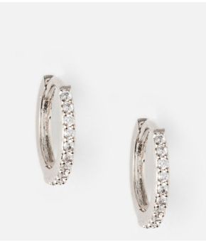 Orelia-ORE22826-Mini-Pave-Huggie-Hoop-Earrings-S-oorbellen-zilver-earrings-silver-front