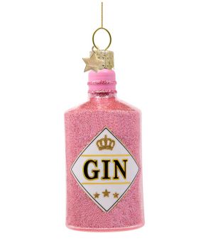Ornament Glass Pink Gin Bottle 10cm