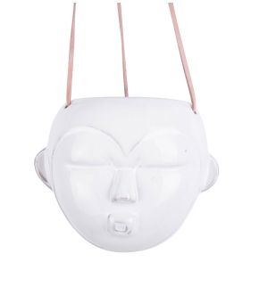Hanging plant pot Mask round glazed