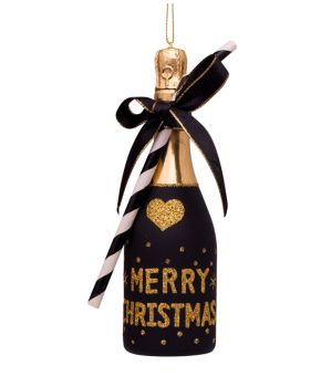 Ornament Glass Champagne Bottle 16 cm