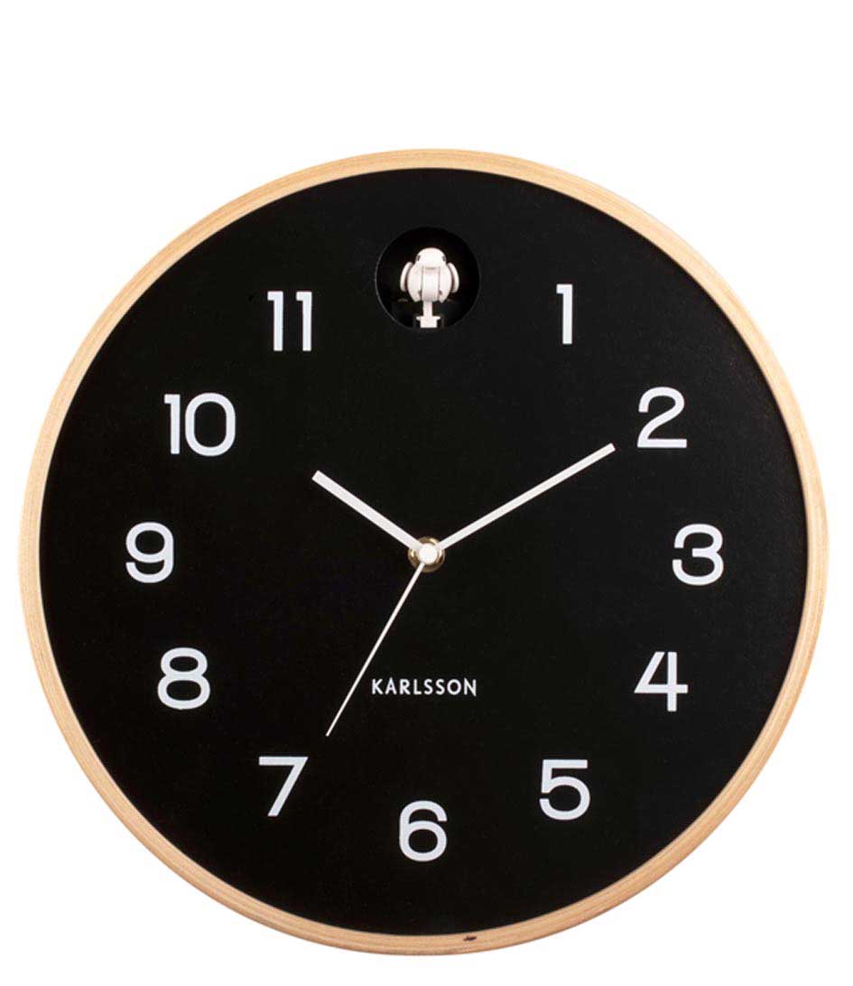 Wall Clock Natural Cuckoo Birch Wood